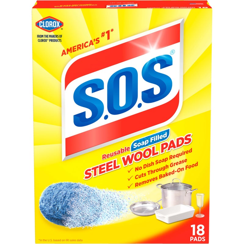 S.O.S Steel Wool Soap Pads  18 Count - Image 1